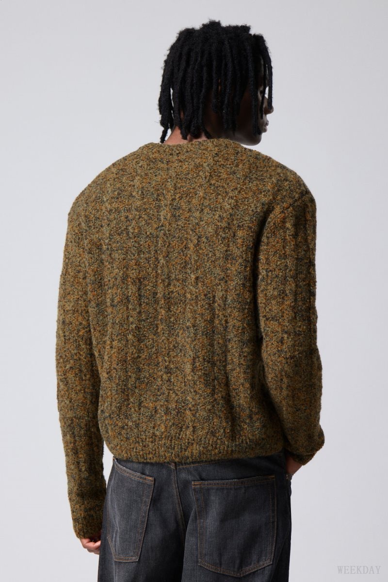 Weekday Jesper Wool Blend Knit Sweater Dusk Moss | QFYO6106