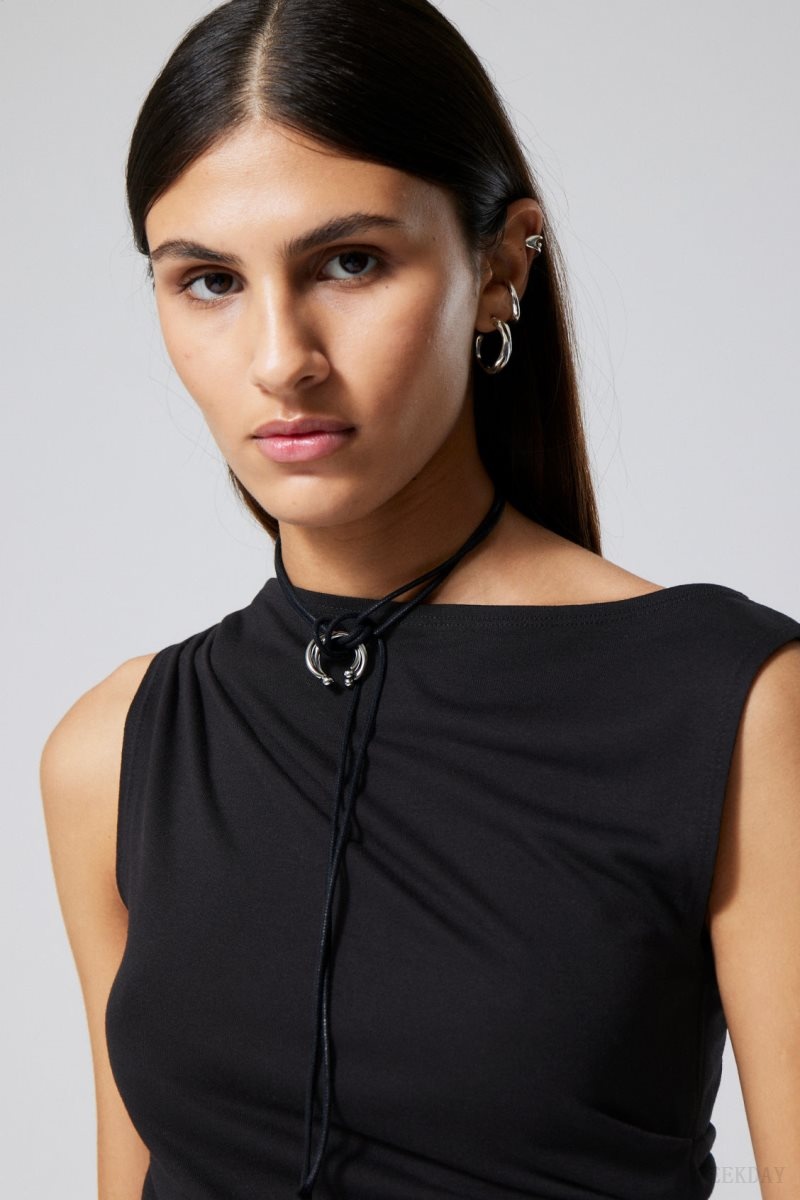 Weekday Joan Drape Top Black | LTFJ1435