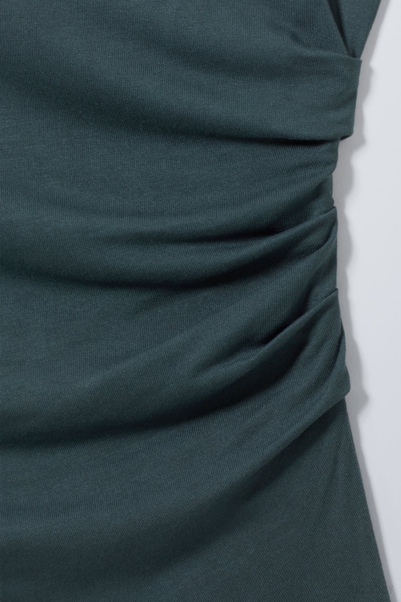 Weekday Joan Drape Top Dark Green | SMMD5905