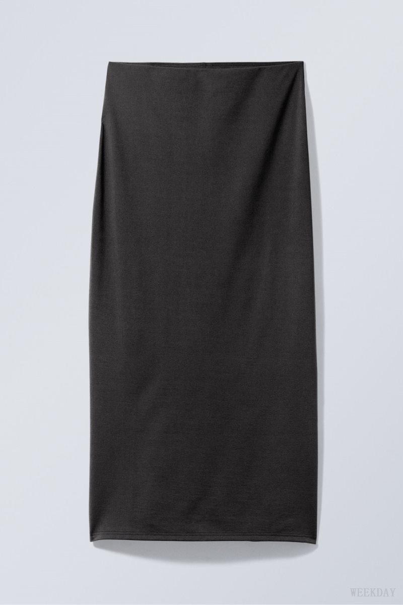 Weekday Johanna Long Pencil Skirt Black | APEV5342