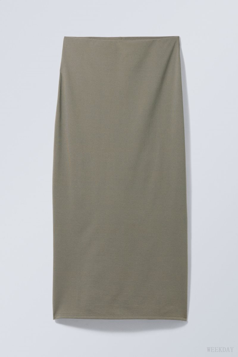 Weekday Johanna Long Pencil Skirt Grey Brown | SQEW1843