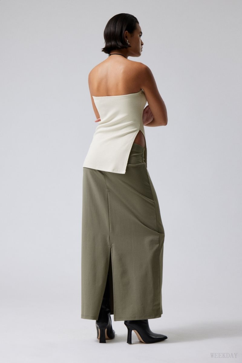 Weekday Johanna Long Pencil Skirt Grey Brown | SQEW1843