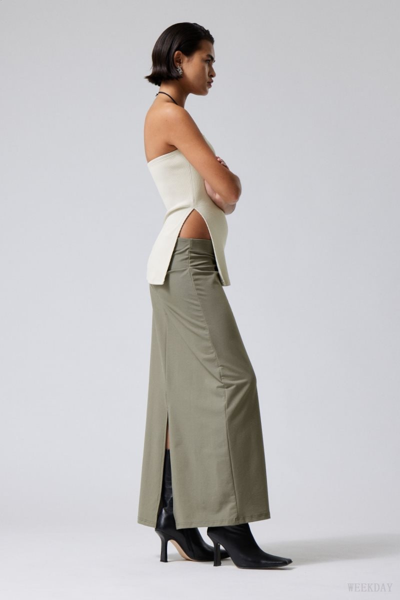 Weekday Johanna Long Pencil Skirt Grey Brown | SQEW1843