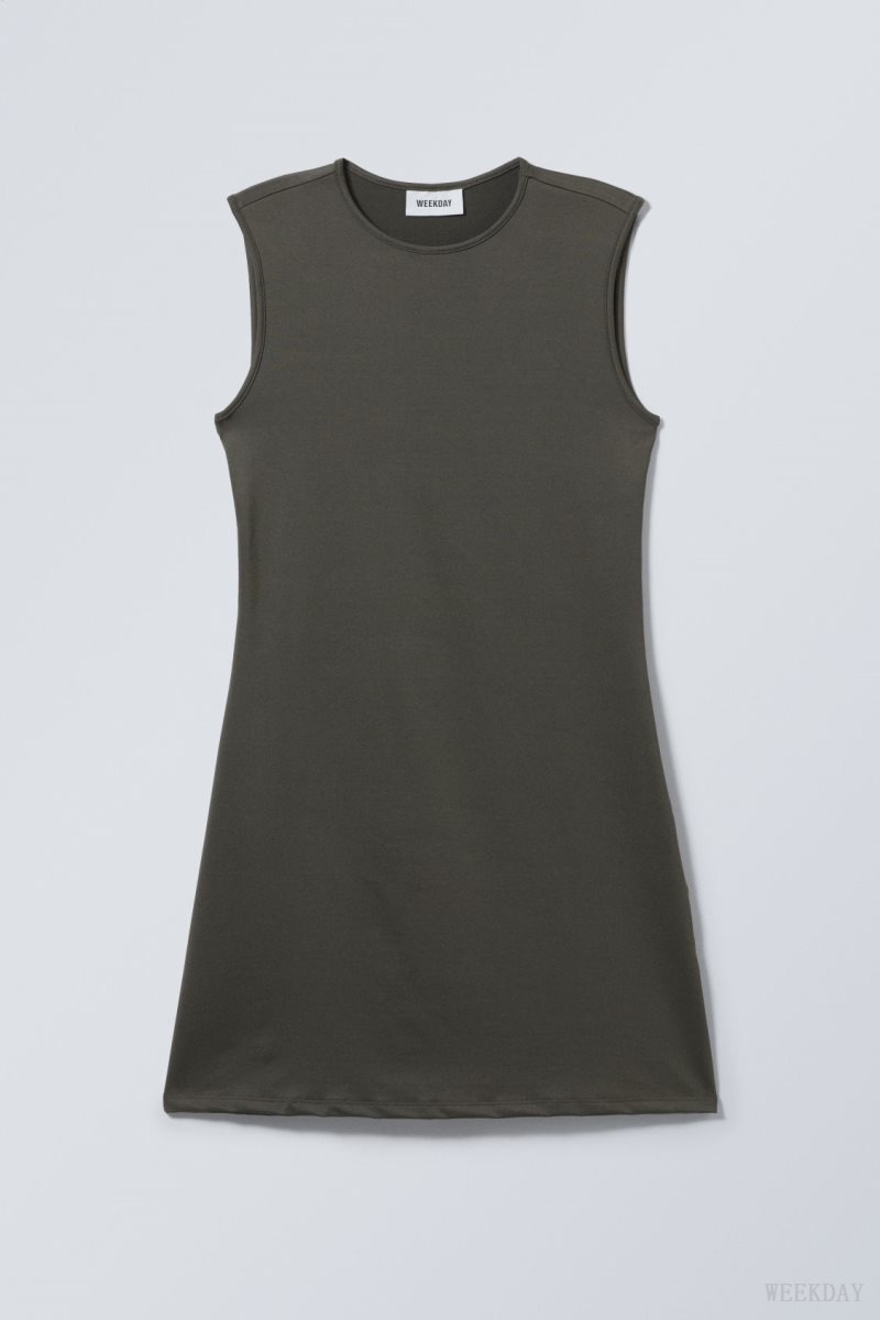 Weekday Johanna Tank Dress Dark Grey | YCRP8992