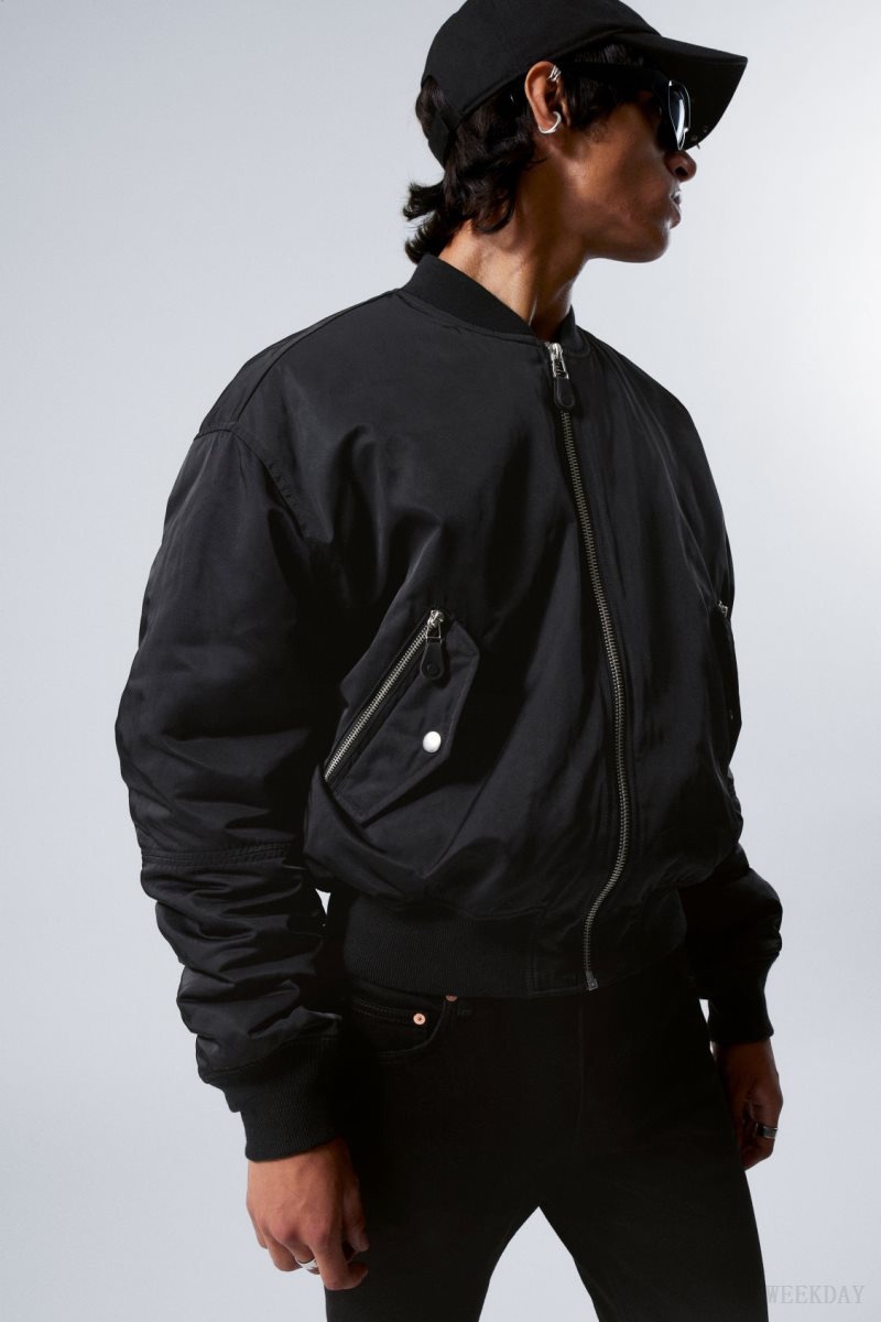 Weekday Jon Bomber Jacket Black | MOYD3805