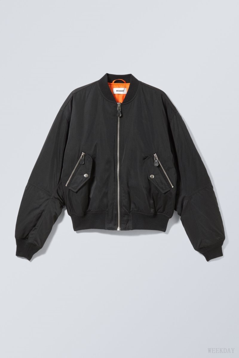 Weekday Jon Bomber Jacket Black | MOYD3805