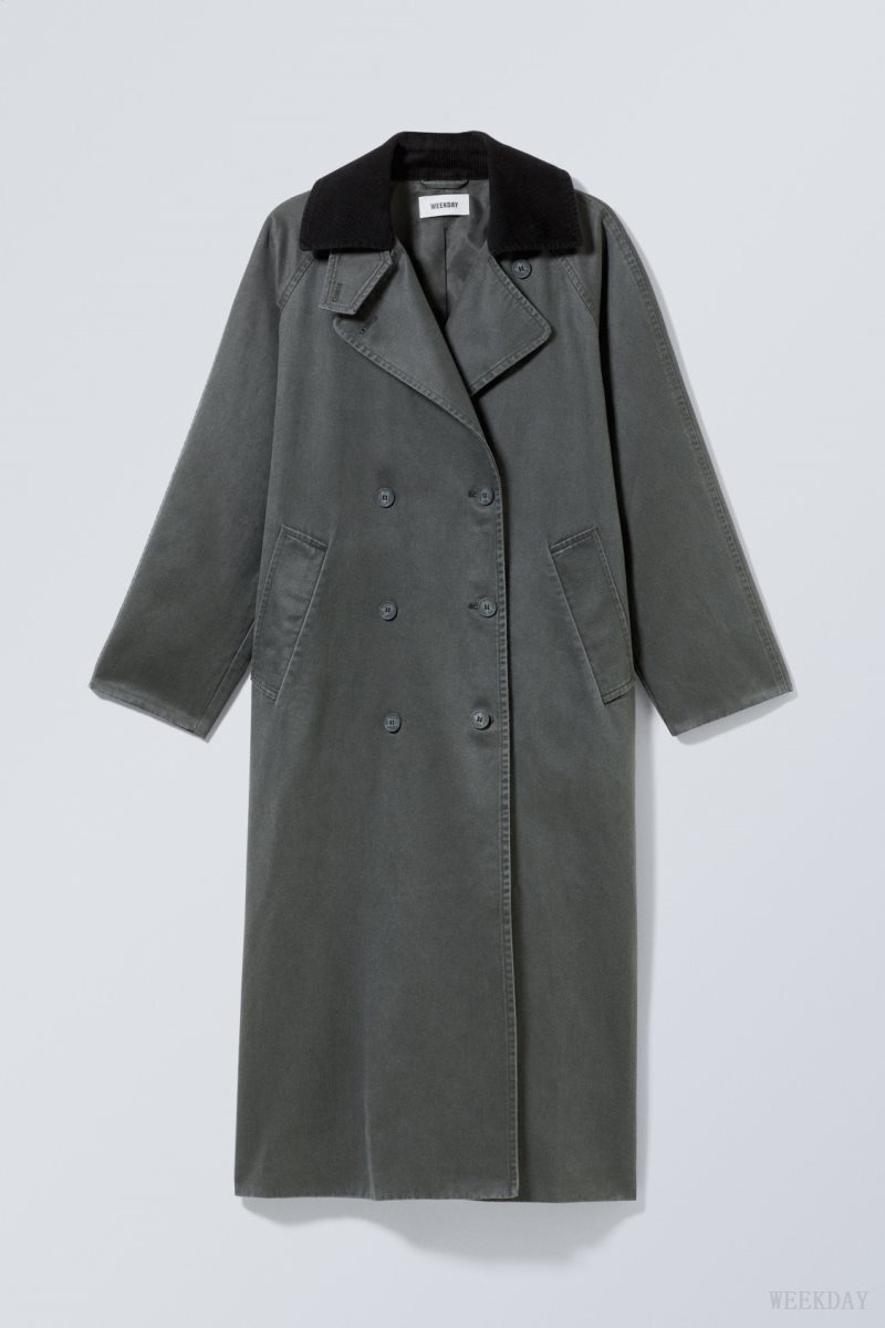 Weekday Jones Waxed Coat Dark Green | UZRL4411