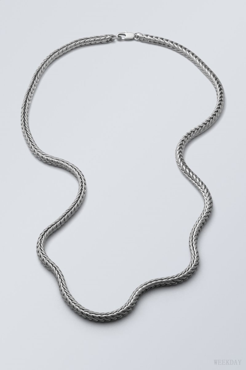 Weekday Karim Snake Chain Necklace Silver | ZOUH9882