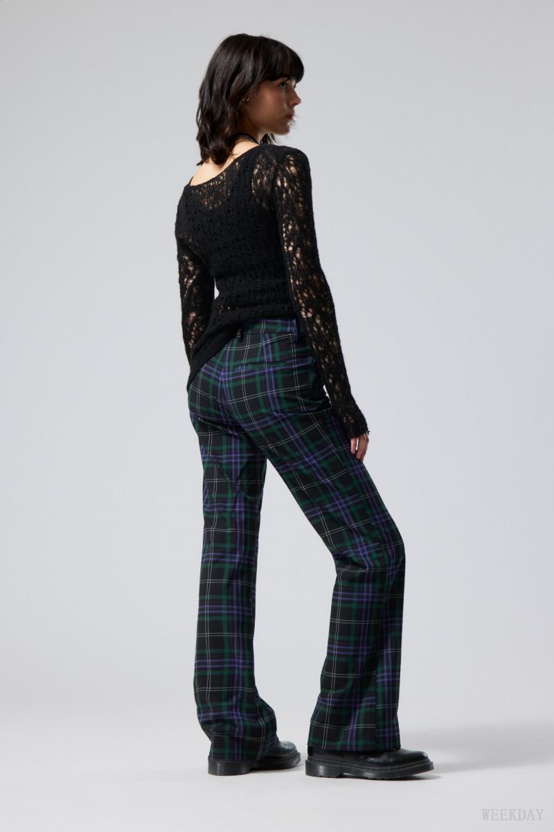 Weekday Kate Flared Suiting Trousers Black / Purple | DDVT2526