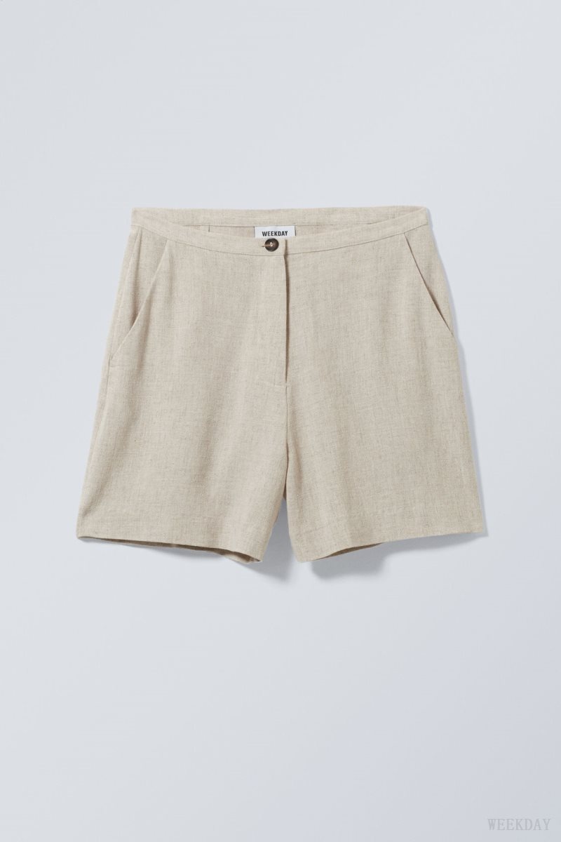 Weekday Kit Linen Mix Shorts Ecru | YWTN5972