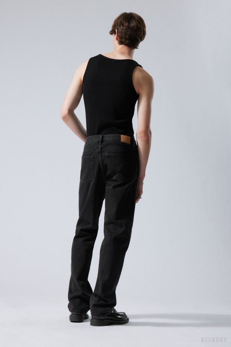 Weekday Klean Regular Straight Jeans Black | LLMG9534