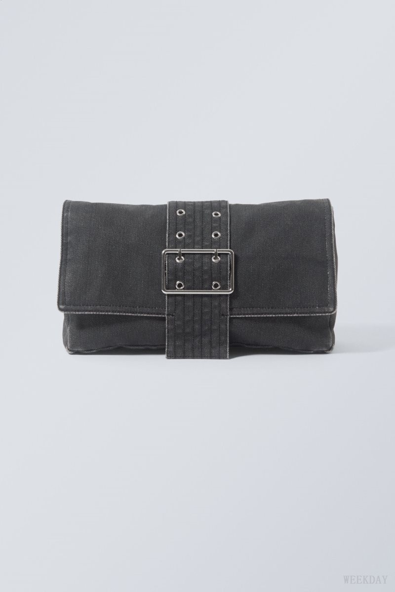 Weekday Kylie Denim Shoulder Bag Black | TSLG4906