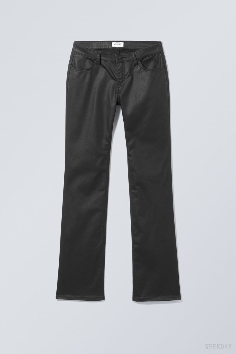 Weekday Lana Coated Trousers Black | YLBW4415