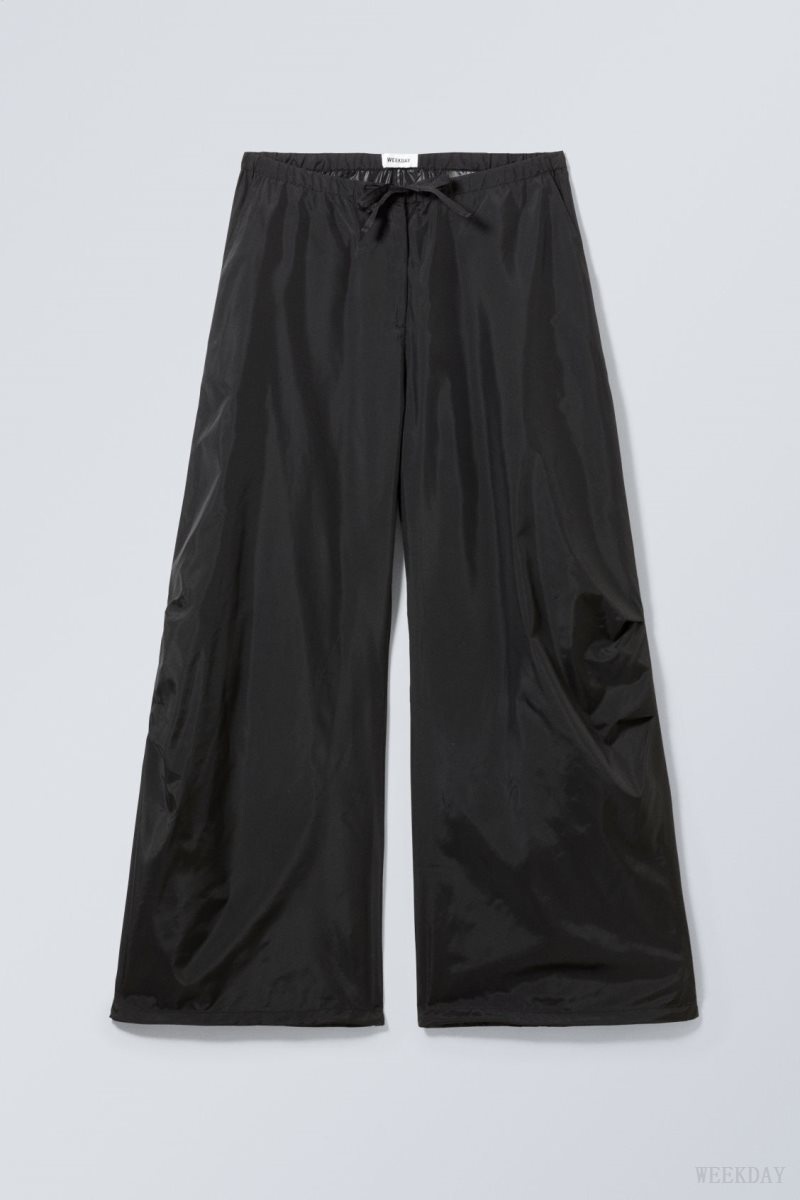 Weekday Leish Parachute Trousers Black | QWFC3241