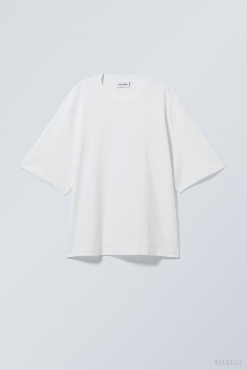 Weekday Loose Oversized Fit T-shirt White | EKJH6201