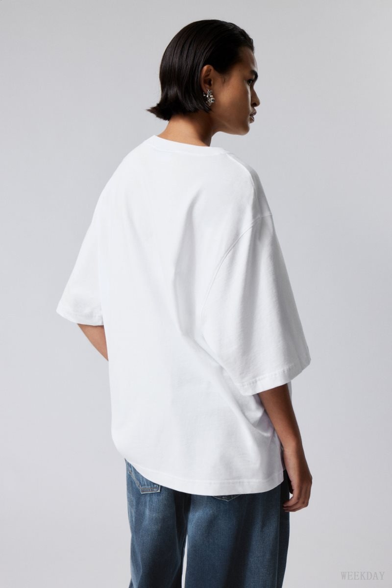 Weekday Loose Oversized Fit T-shirt White | EKJH6201