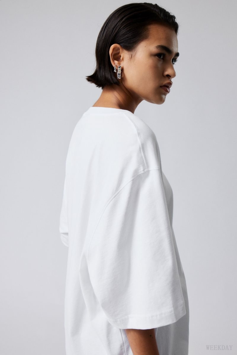 Weekday Loose Oversized Fit T-shirt White | EKJH6201