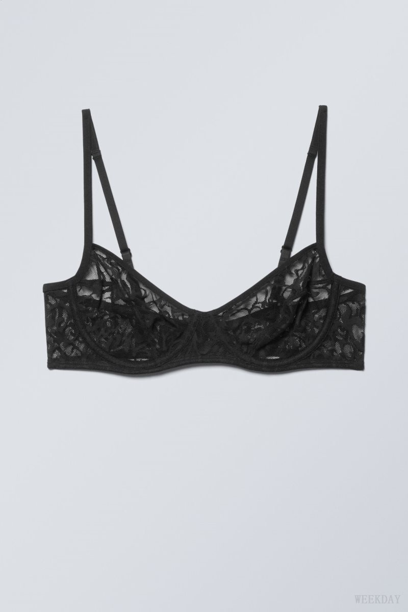 Weekday Lucy Lace Underwire Bra Bra Black | RNBI4136