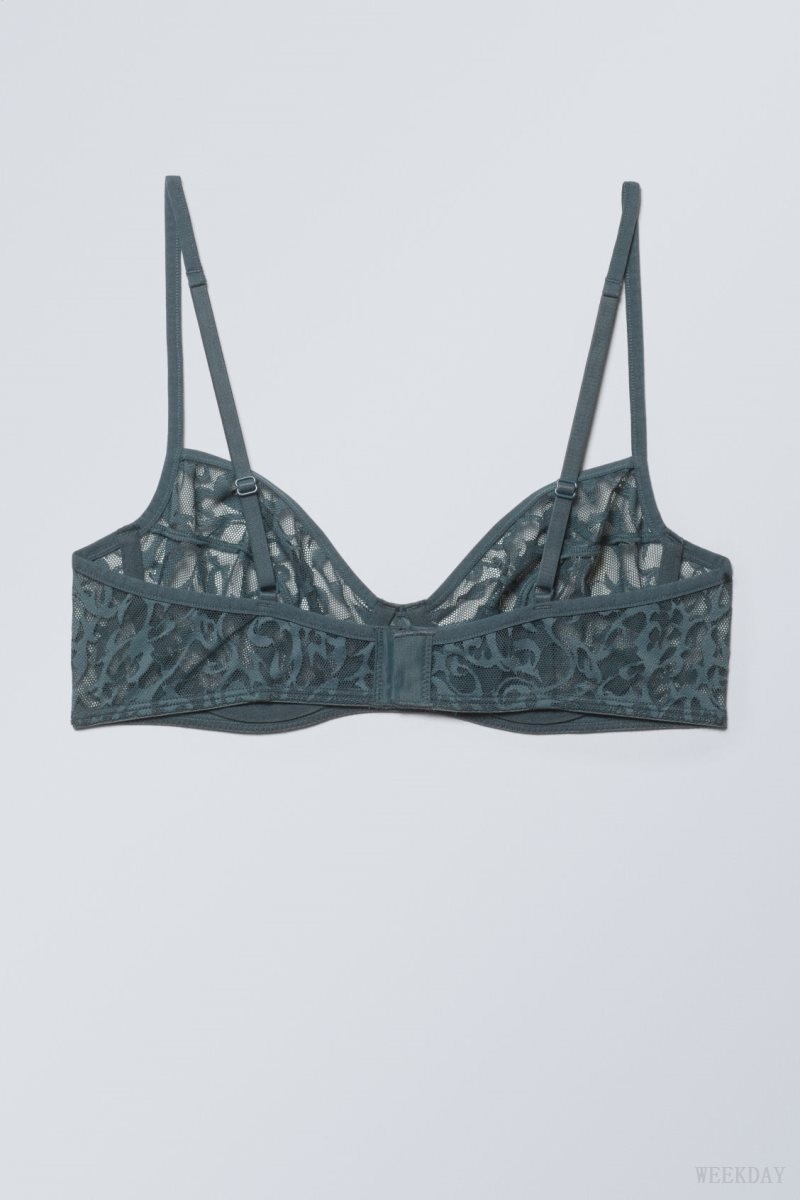 Weekday Lucy Lace Underwire Bra Bra Dark Turquoise | JJGU1094