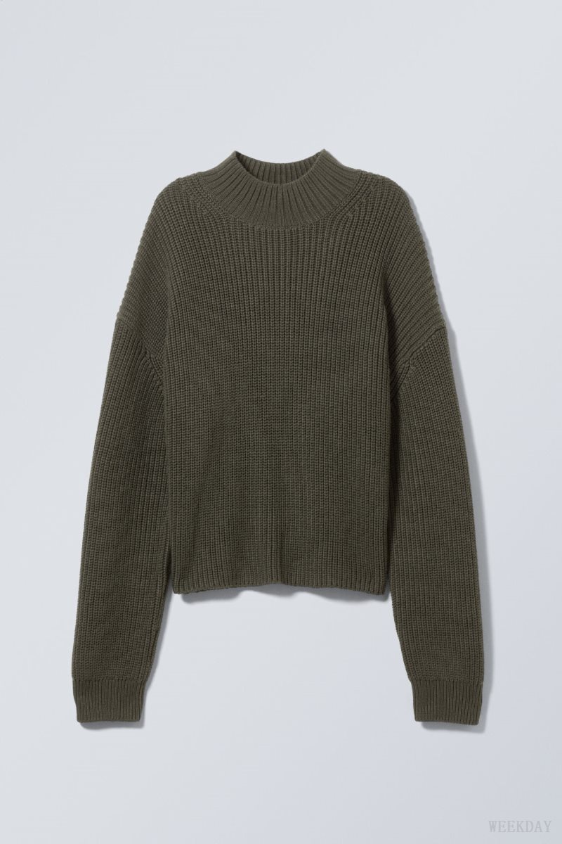 Weekday Lyla Knit Sweater Dark Green | DSCW4227