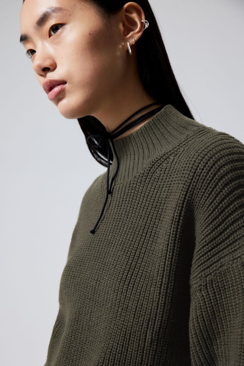 Weekday Lyla Knit Sweater Dark Green | DSCW4227