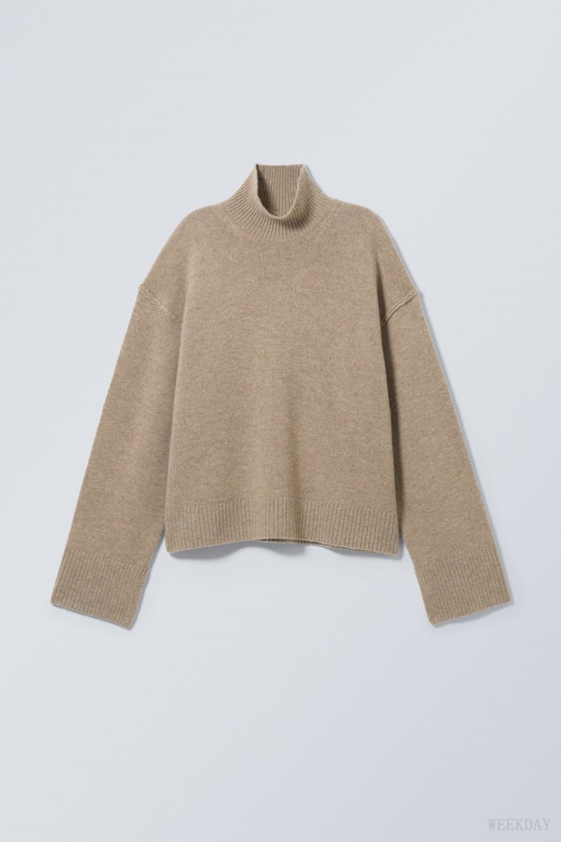 Weekday Maggie Wool Turtleneck Beige | IAJY6646