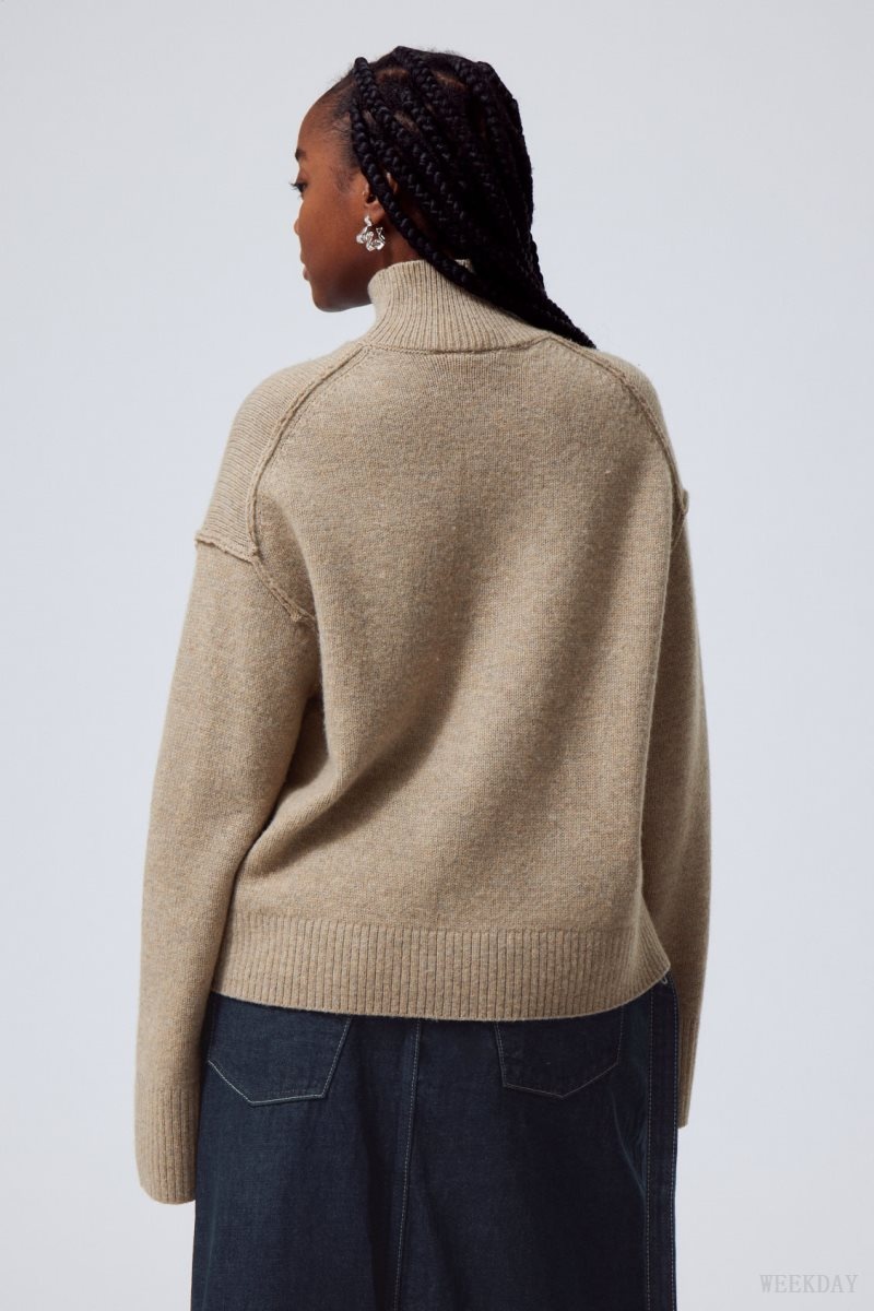 Weekday Maggie Wool Turtleneck Beige | IAJY6646