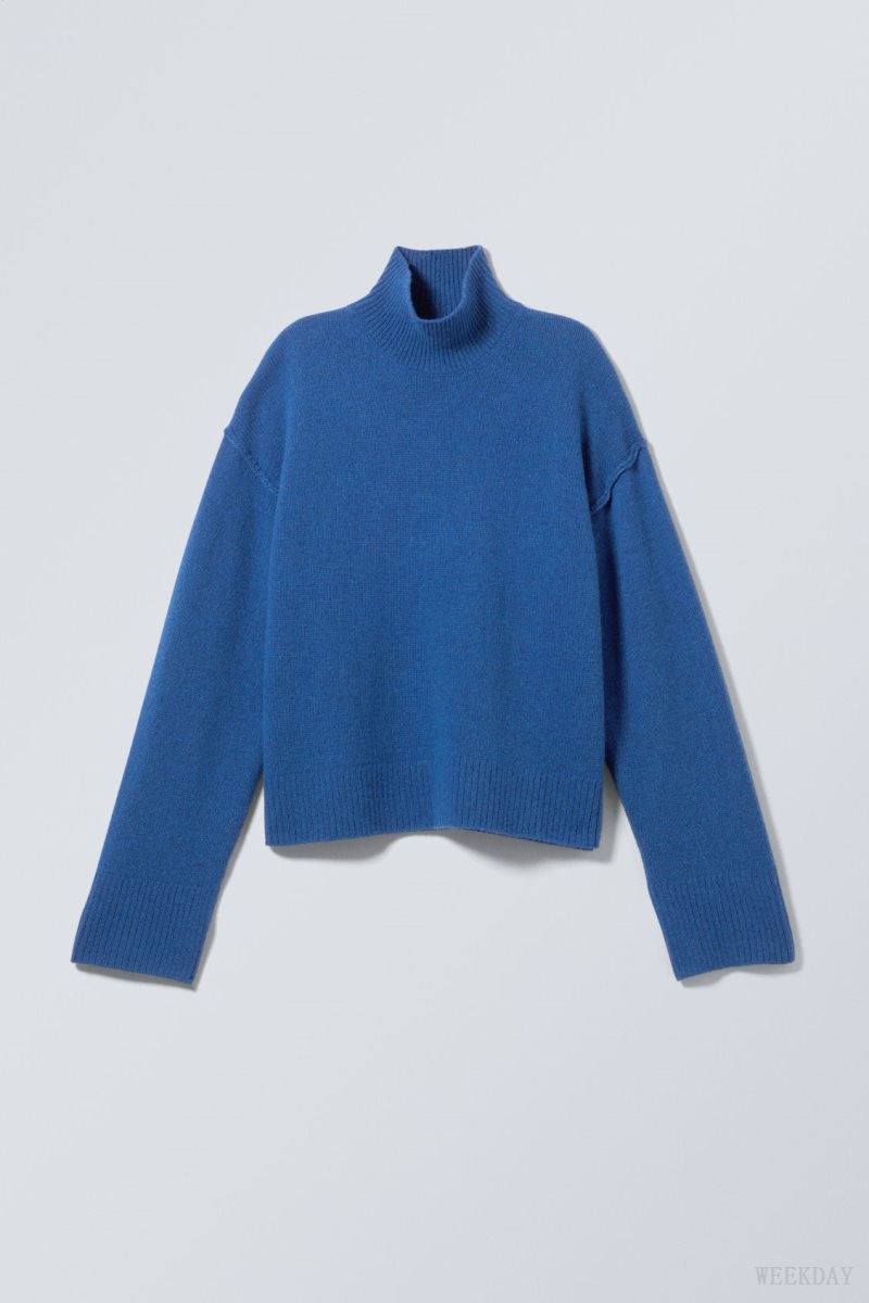 Weekday Maggie Wool Turtleneck Blue | KGHO6756