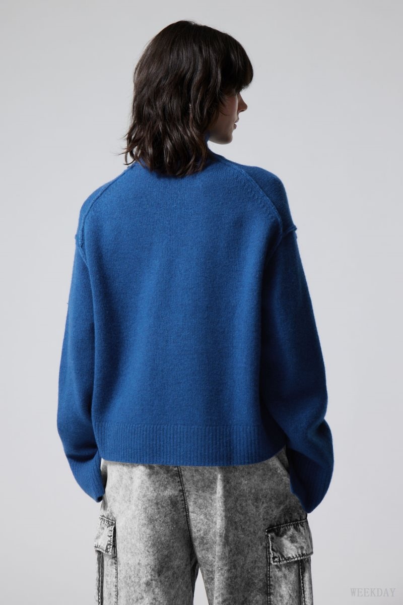 Weekday Maggie Wool Turtleneck Blue | KGHO6756