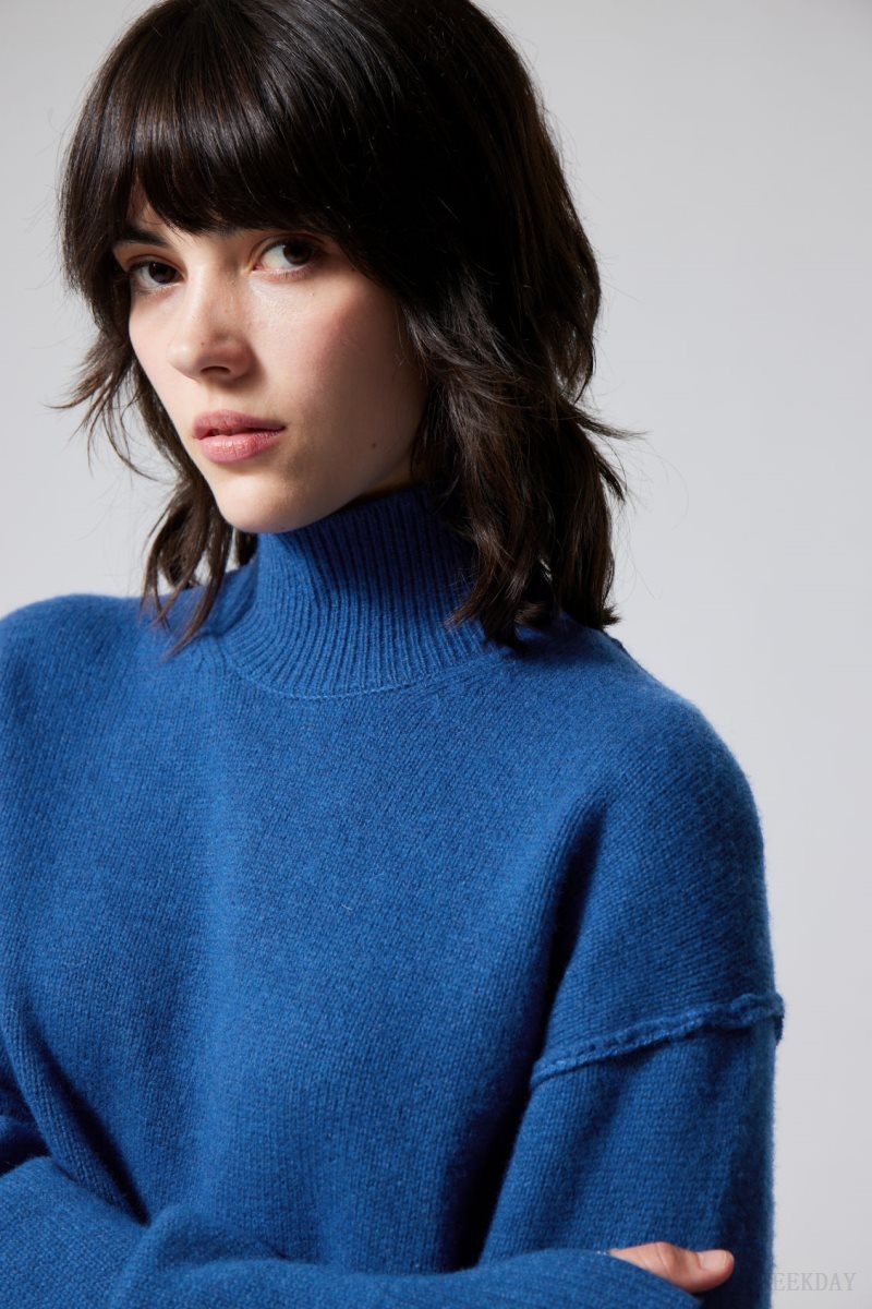 Weekday Maggie Wool Turtleneck Blue | KGHO6756