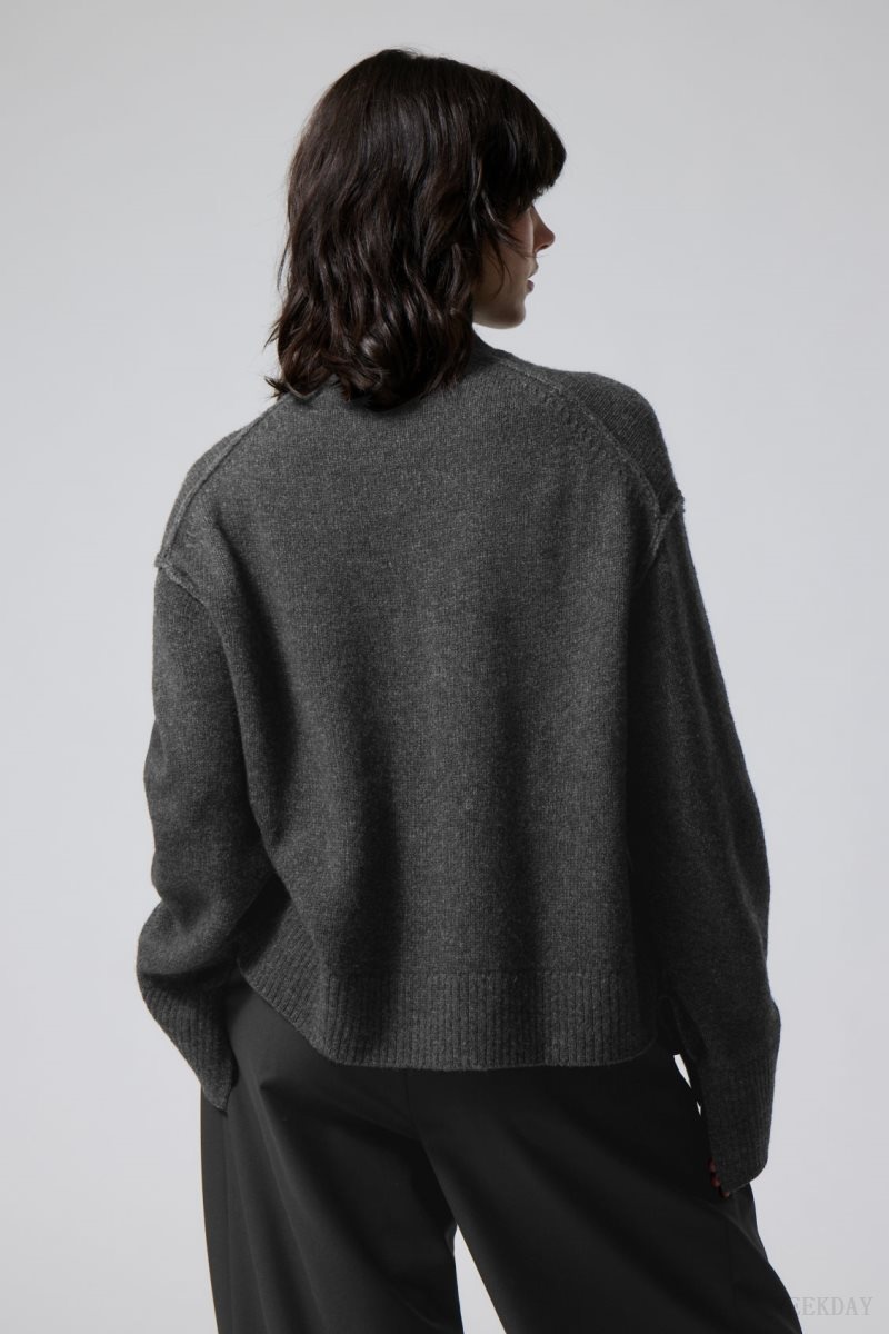 Weekday Maggie Wool Turtleneck Dark Grey | LAVY4481