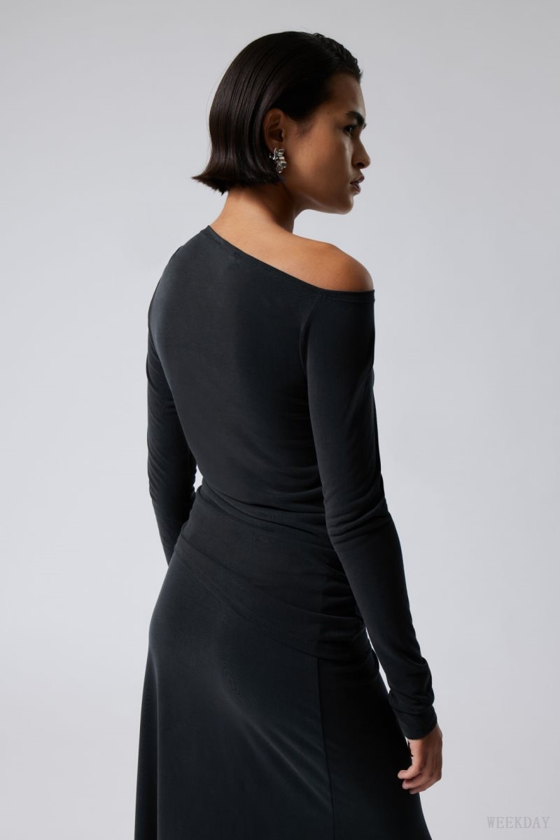 Weekday Main Asymmetric Long Sleeve Black | BTIZ7307