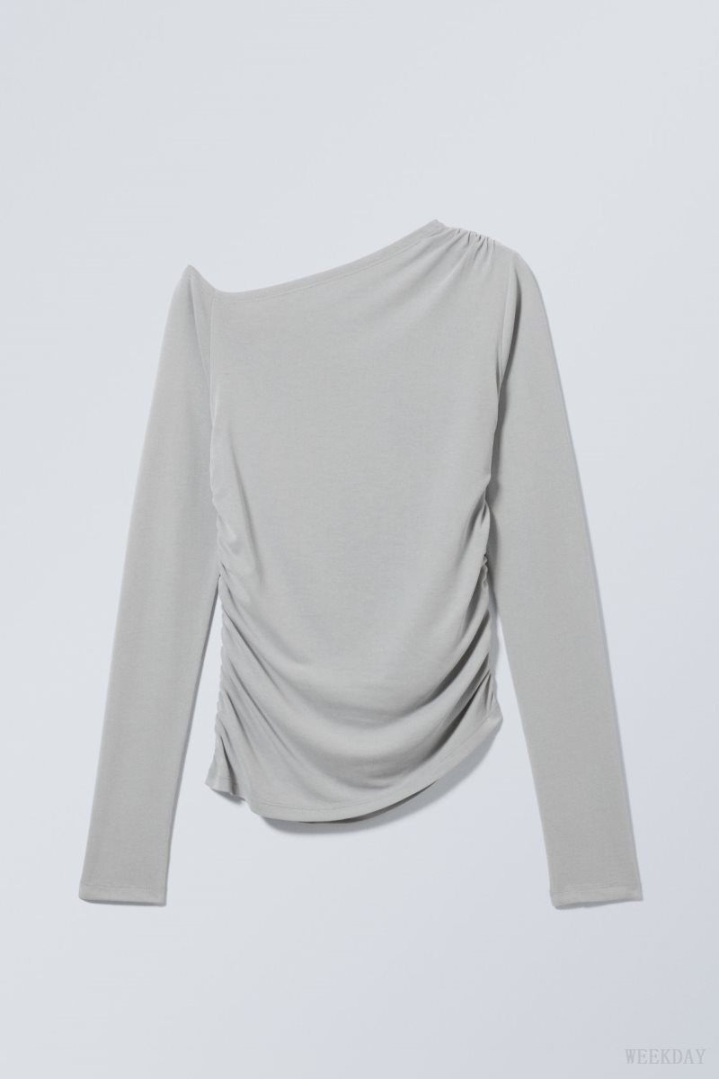 Weekday Main Asymmetric Long Sleeve Light Grey | AOEL6843