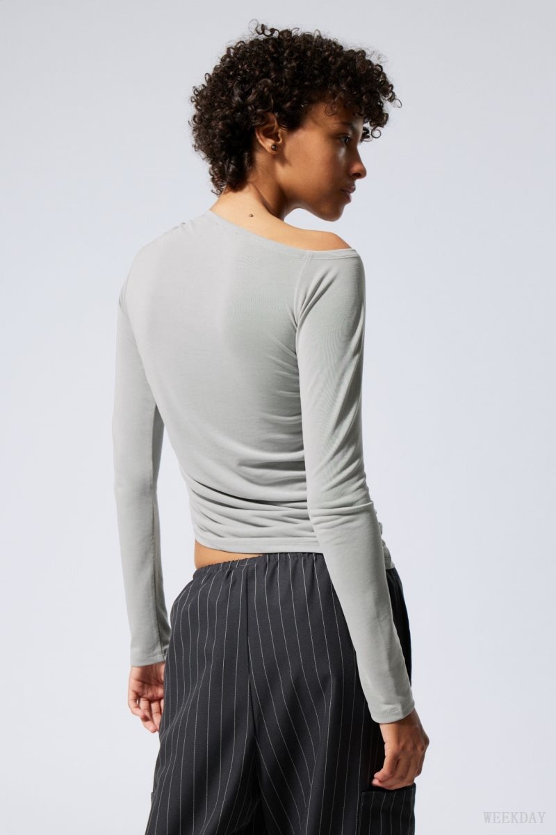 Weekday Main Asymmetric Long Sleeve Light Grey | AOEL6843