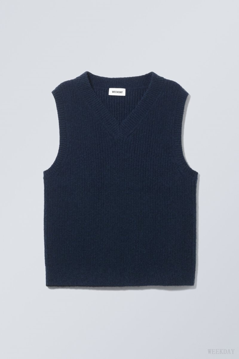 Weekday Margo Vest Navy | JKDK2348