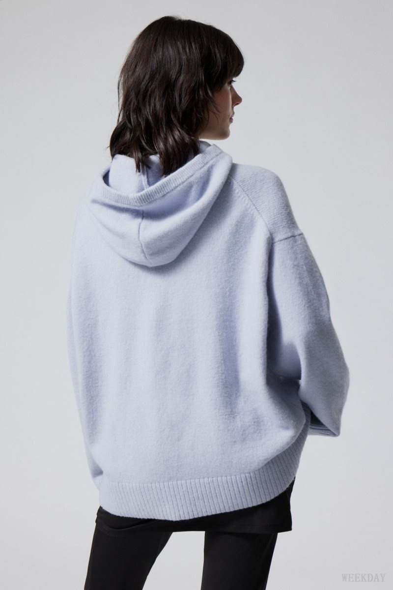 Weekday Marla Oversized Soft Knit Hoodie Light Purple | IFFX2852