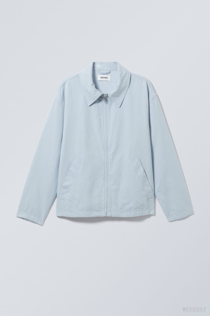 Weekday Martin Linen Jacket Light Blue | UXBY9594