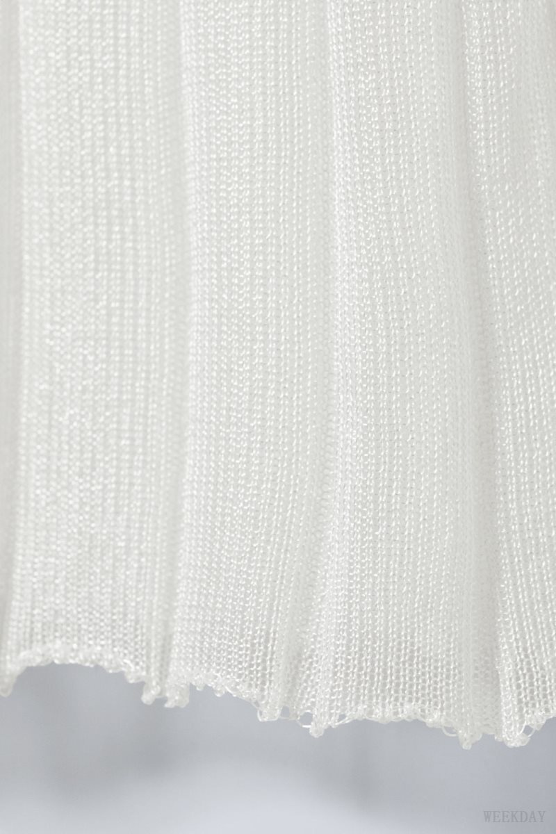 Weekday Mary Sheer Knitted Sweater White | STXT1741