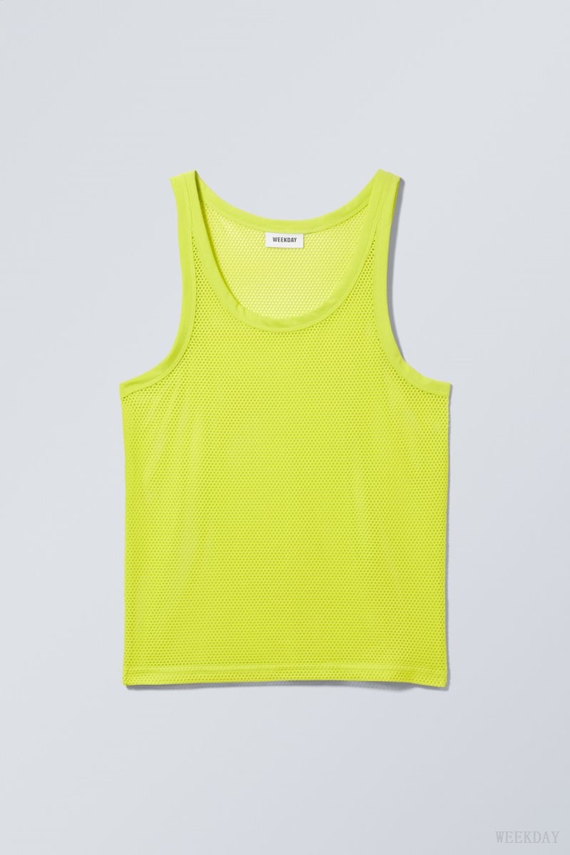 Weekday Matheus Mesh Tank Top Green | BZLV4943