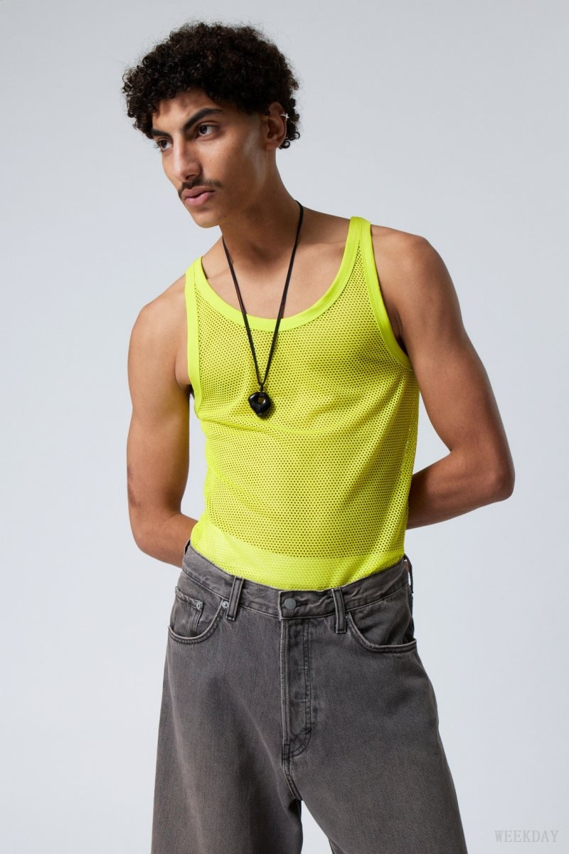 Weekday Matheus Mesh Tank Top Green | BZLV4943