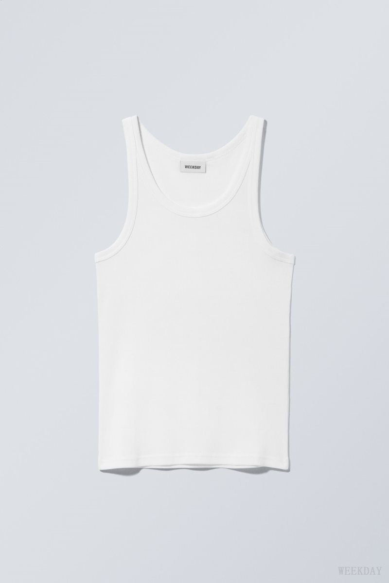 Weekday Matheus Rib Tank Top White | PYPB6659