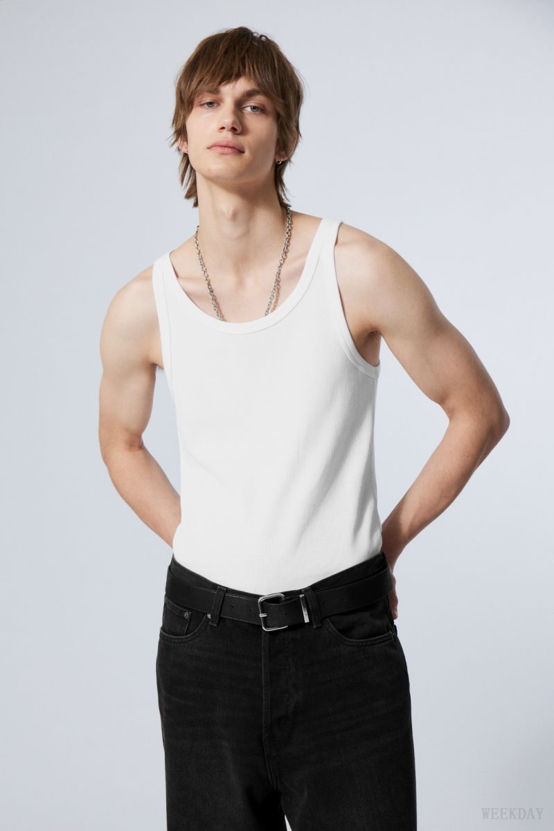 Weekday Matheus Rib Tank Top White | PYPB6659