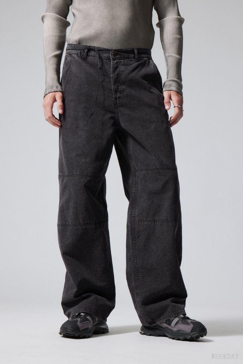 Weekday Micha Loose Workwear Trousers Black | QLRM0699