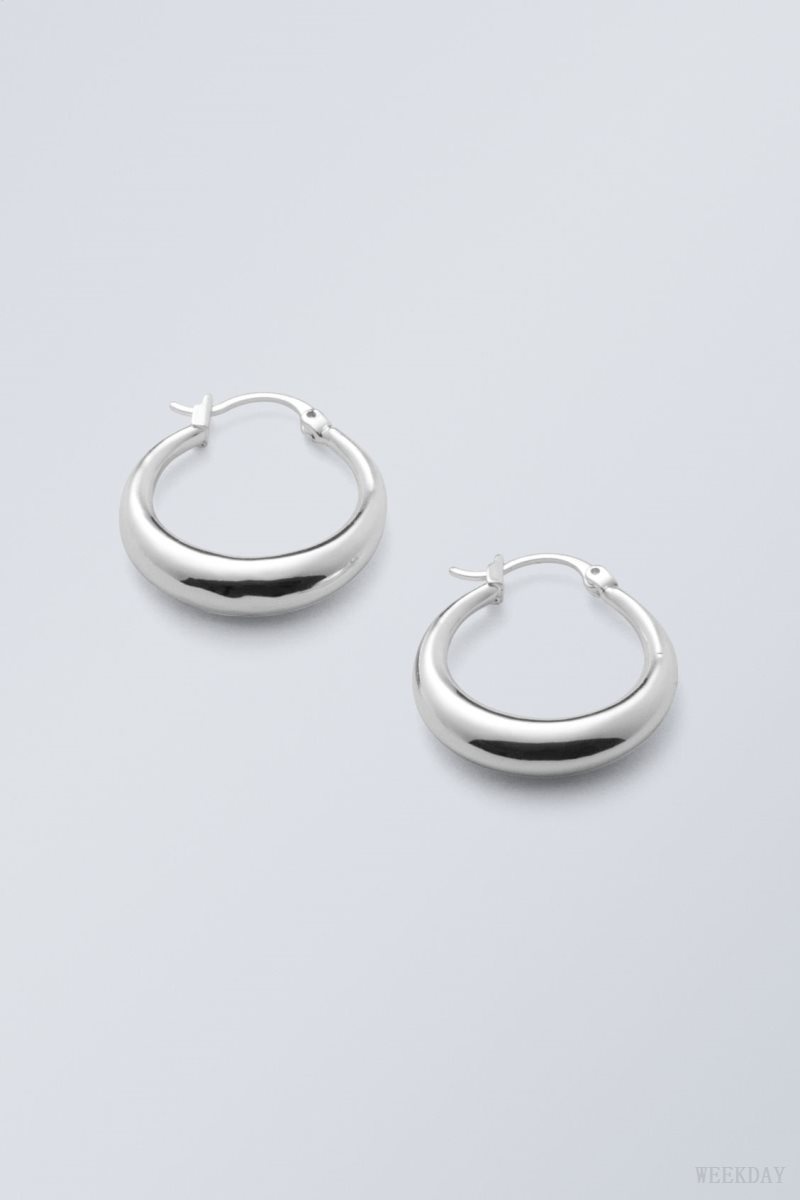 Weekday Mija Hoop Earrings Silver | OQKO2782