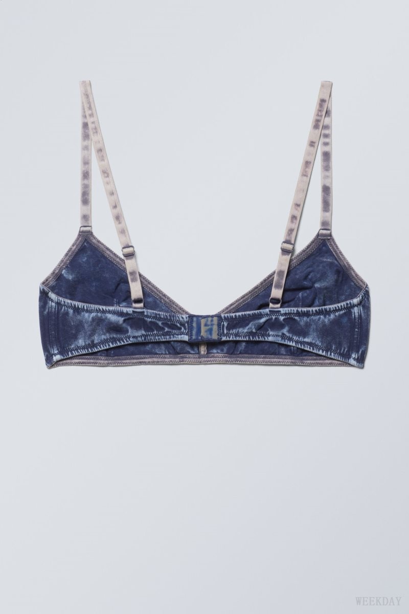 Weekday Miley Washed Cotton Bra Bra Blue | OCSK3137