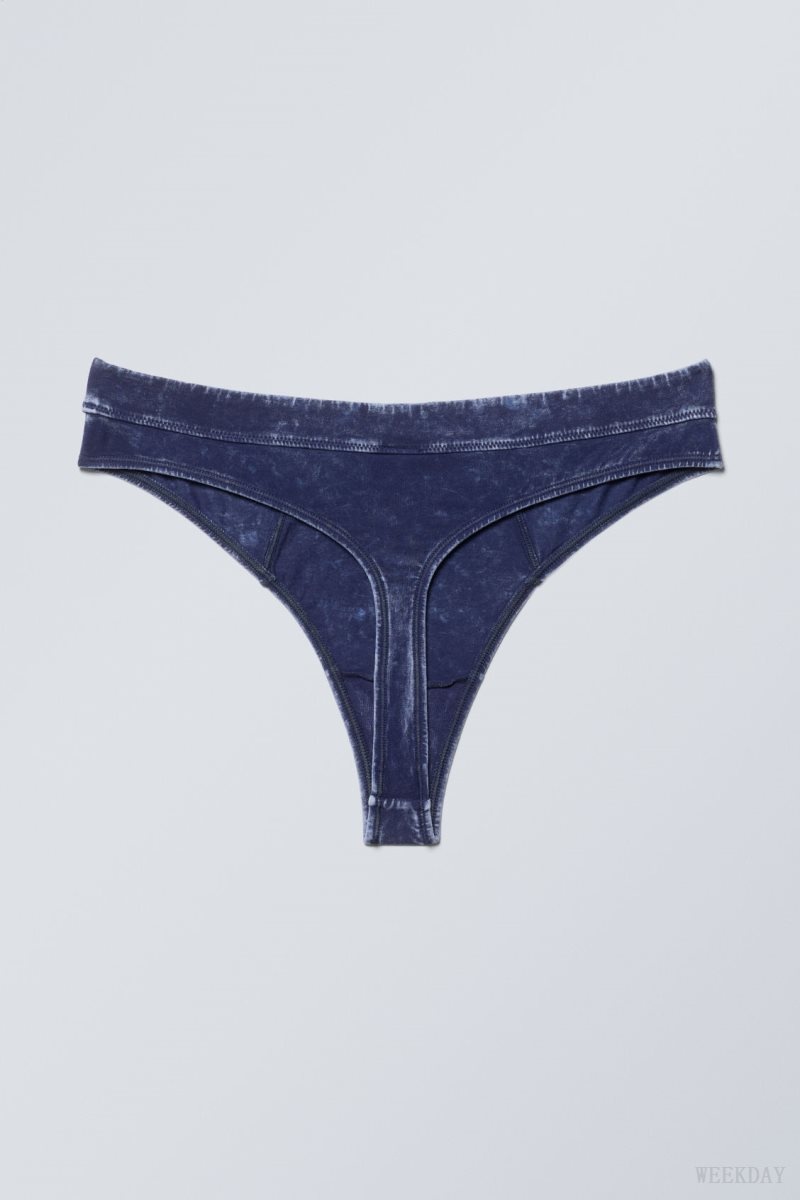 Weekday Miley Washed Cotton Thong Thong Blue | KZDM0615