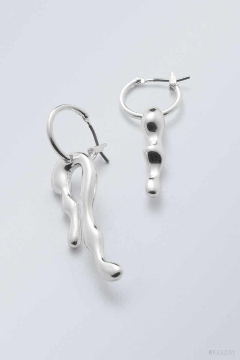 Weekday Millie Hoop Earrings Silver | YUET0285