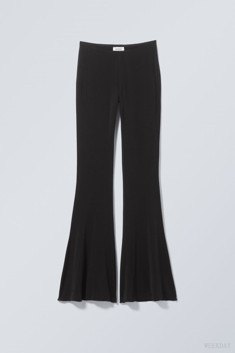 Weekday Mina Flared Jersey Trousers Black | BOJQ0191