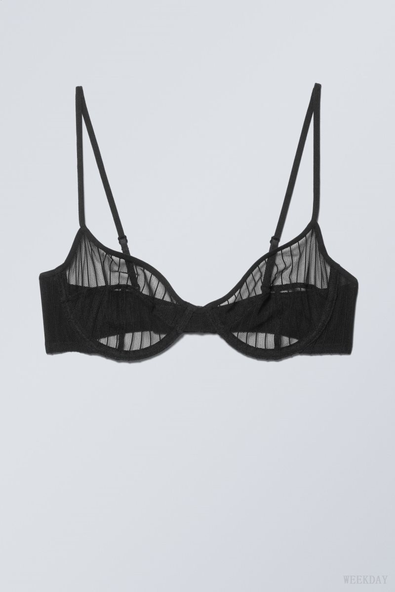 Weekday Molly Underwire Bra Bra Black Stripes | VDVT7857