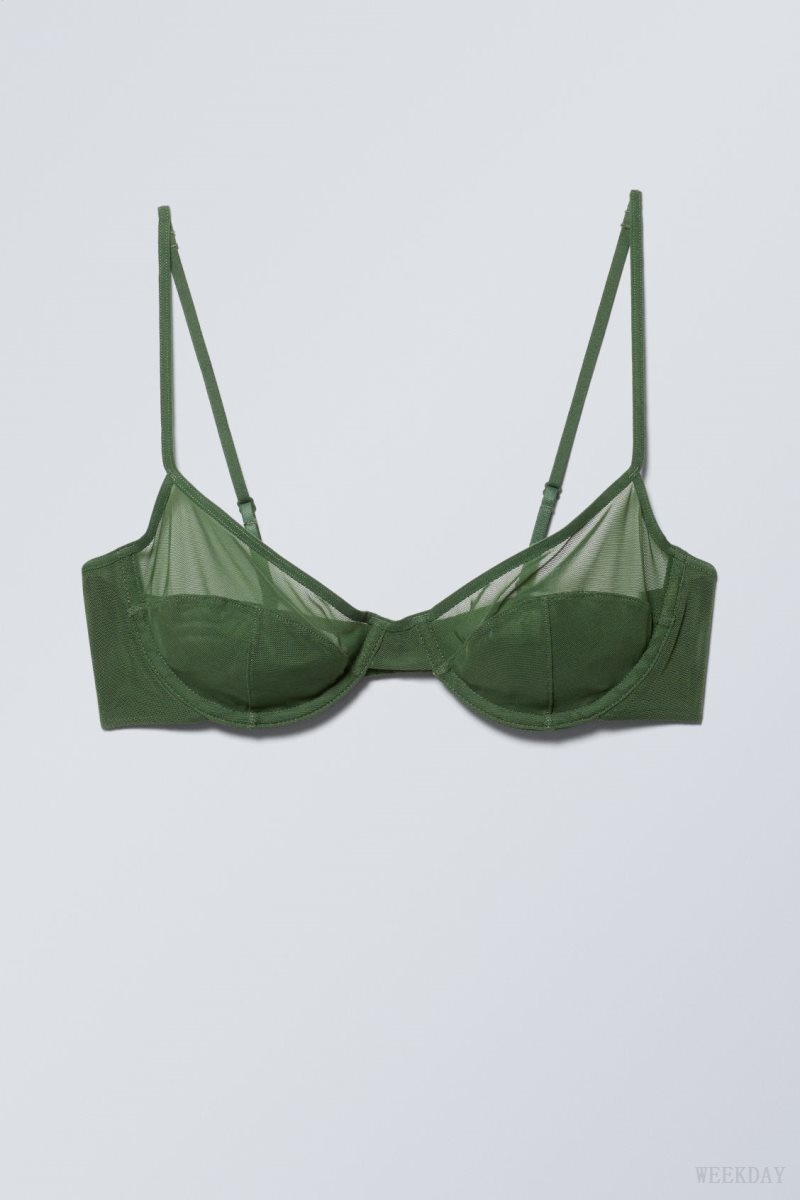 Weekday Molly Underwire Bra Bra Dark Green | OYDI3139